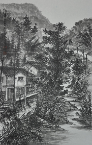 朱正发作品《溪口写生作品4》 规格：90×60cm